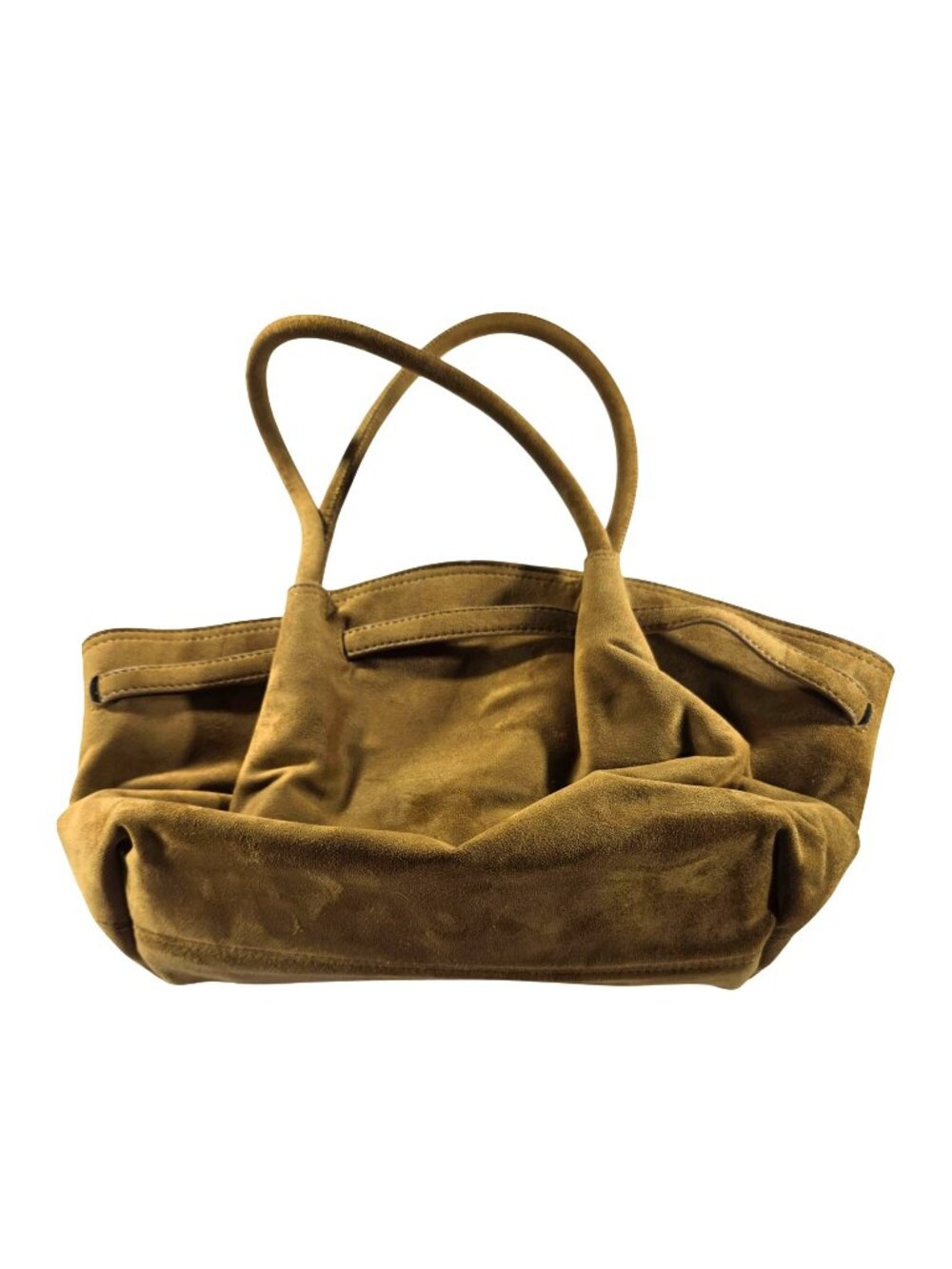 Brown Suede Tote Bag  Double Handles Preppy Minimalist Purse Handbag